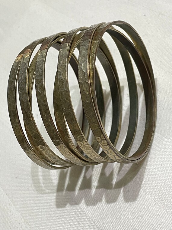 Hammered wrap cuff bangle bracelet antique silver… - image 5