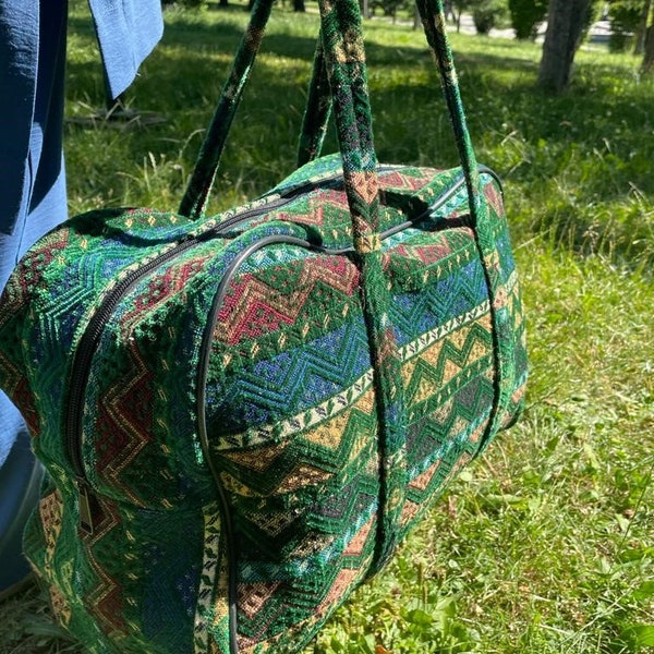 Sac de sport vintage avec motif kilim pour femme, sac de voyage de week-end design hippie, sac de nuit avec motif de tapis turc ethnique