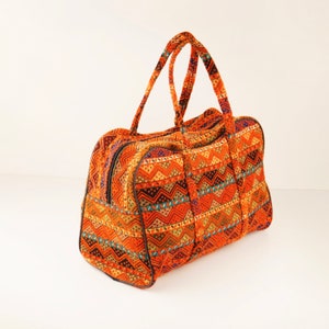 Gemusterte Reisetasche für Wochenendausflüge, Handgepäck für die Reise, Damen Geschenktasche mit Teppich-Design, Kilim gemusterte Handtasche