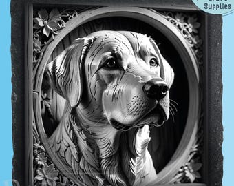 3D-labradorhund PNG, lasergraveringsfil (digital nedladdning)