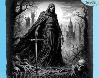 Laser Engrave, Laser PNG File, Lightburn, Xtool, Glowforge, Co2, CNC, gothic png, death warrior, skull engraving, slate file, laser ready