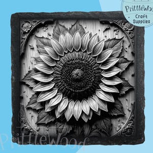 Sunflower Laser png, Laser File, Lightburn, Xtool, Glowforge, Co2, Blume 3D Illusion, Blume Gravur, Schieferbild, Blume digitale Datei
