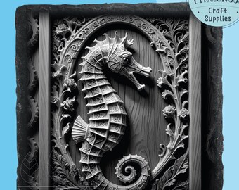 Seahorse 3D Laser png file, Laser File, Lightburn, Xtool, Glowforge, Co2, sea horse png, 3d illusion, engraving, slate coaster, digital file