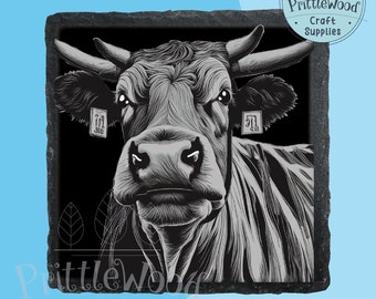 Laser Engrave, Laser PNG File, Lightburn, Xtool, Glowforge, Co2, CNC, cow png, coaster file, cow engraving, slate file, laser ready file