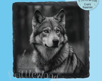 Retrato de lobo (archivo PNG láser para grabado en pizarra) (archivo digital)
