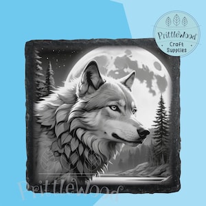 wolf png file, Laser File, Lightburn, Xtool, Glowforge, Co2, wolf png, 3d illusion, wolf engraving, slate laser, adventure, digital file