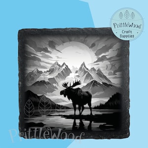 Moose laser file, Laser Engrave, moose Laser PNG File, Lightburn, Xtool, Co2, CNC, moose png, coaster file, engraving, laser slate file,