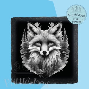Gravure laser renard, fichier PNG laser, Lightburn, Xtool, Glowforge, Co2, CNC, renard png, fichier sous-verres, gravure, fichier ardoise, fichier laser renard