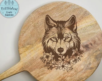 Wolf Floral Laser Cut File, Glowforge SVG, Wood Engraving (Digital Download)