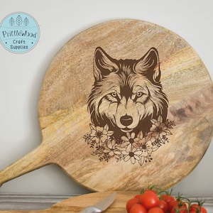 Wolf Svg, Wolf Png, glowforge svg, lightburn file, laser engrave, chopping board, laser file, wolf Clipart Vector Cutting, engraving file