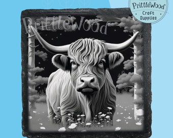 Laser Engrave, Laser PNG File, Lightburn, Xtool, Glowforge, Co2, CNC, highland cow png, coaster file, engraving, slate file, cow laser file