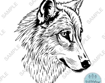 Wolf Head Laser Engraving File, Glowforge SVG, Lightburn (Digital Download)