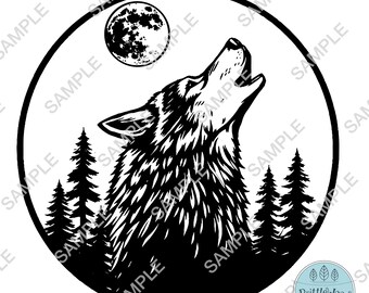 Howling Wolf SVG, Laser Engrave File, Glowforge, Cricut (Digital Download)