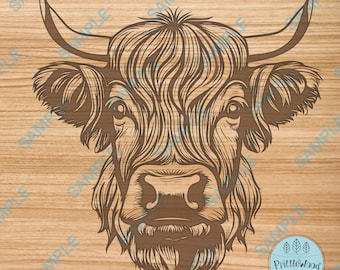 Cute Highland Cow Svg Png, Highland Cow Svg, glowforge svg, laser engrave, Cute Cow Svg, laser file, Highland Cow Clipart Vector Cutting,