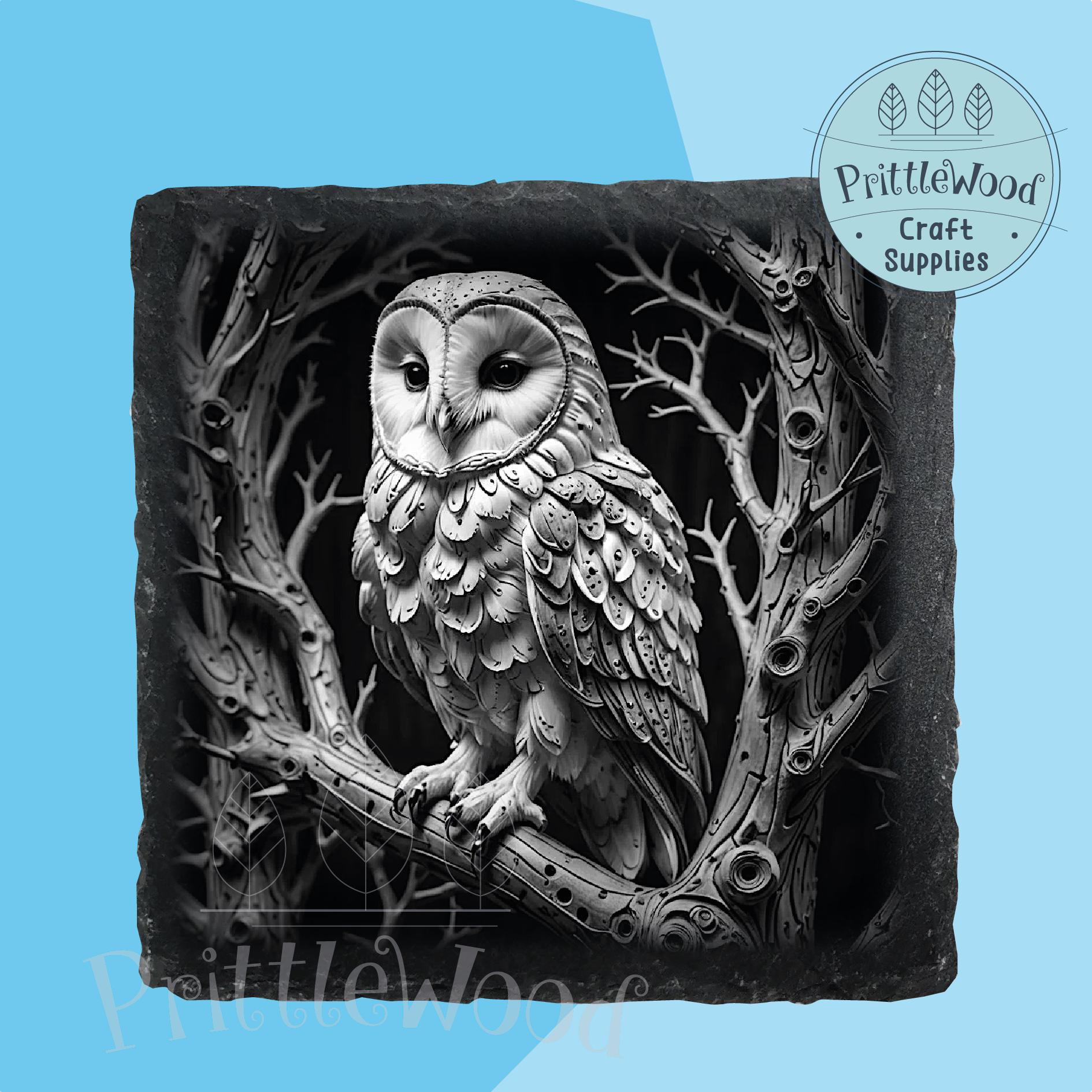 3D Owl Laser Engraving PNG File, Slate Art (Digital File)