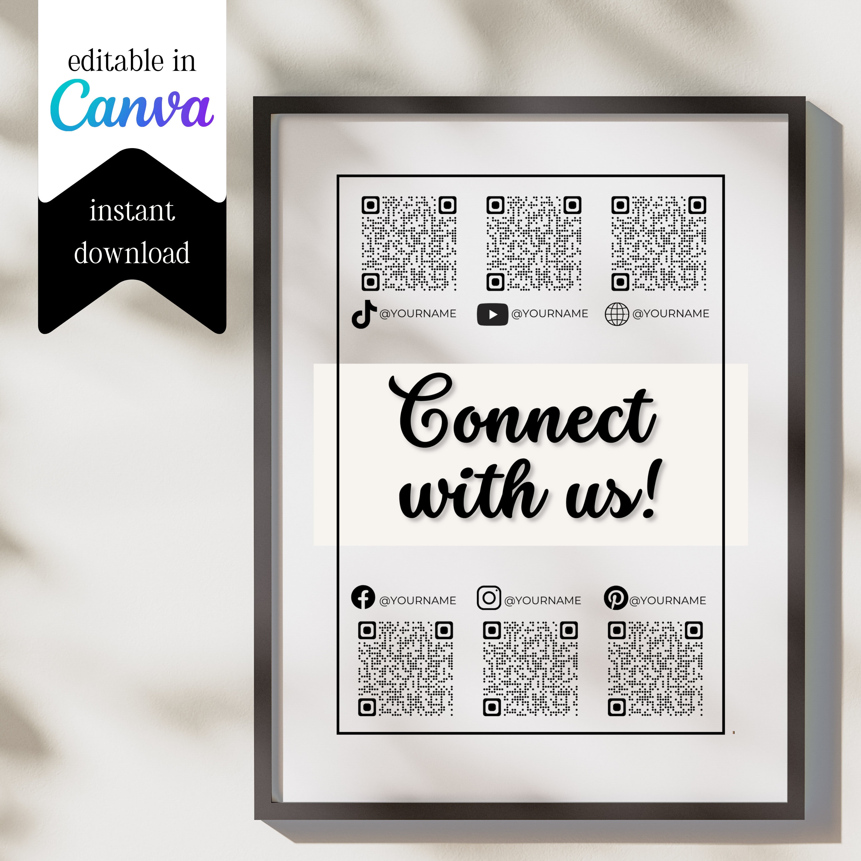 Canva Custom QR Code Sign, Printable Social Media Business Sign, Social ...