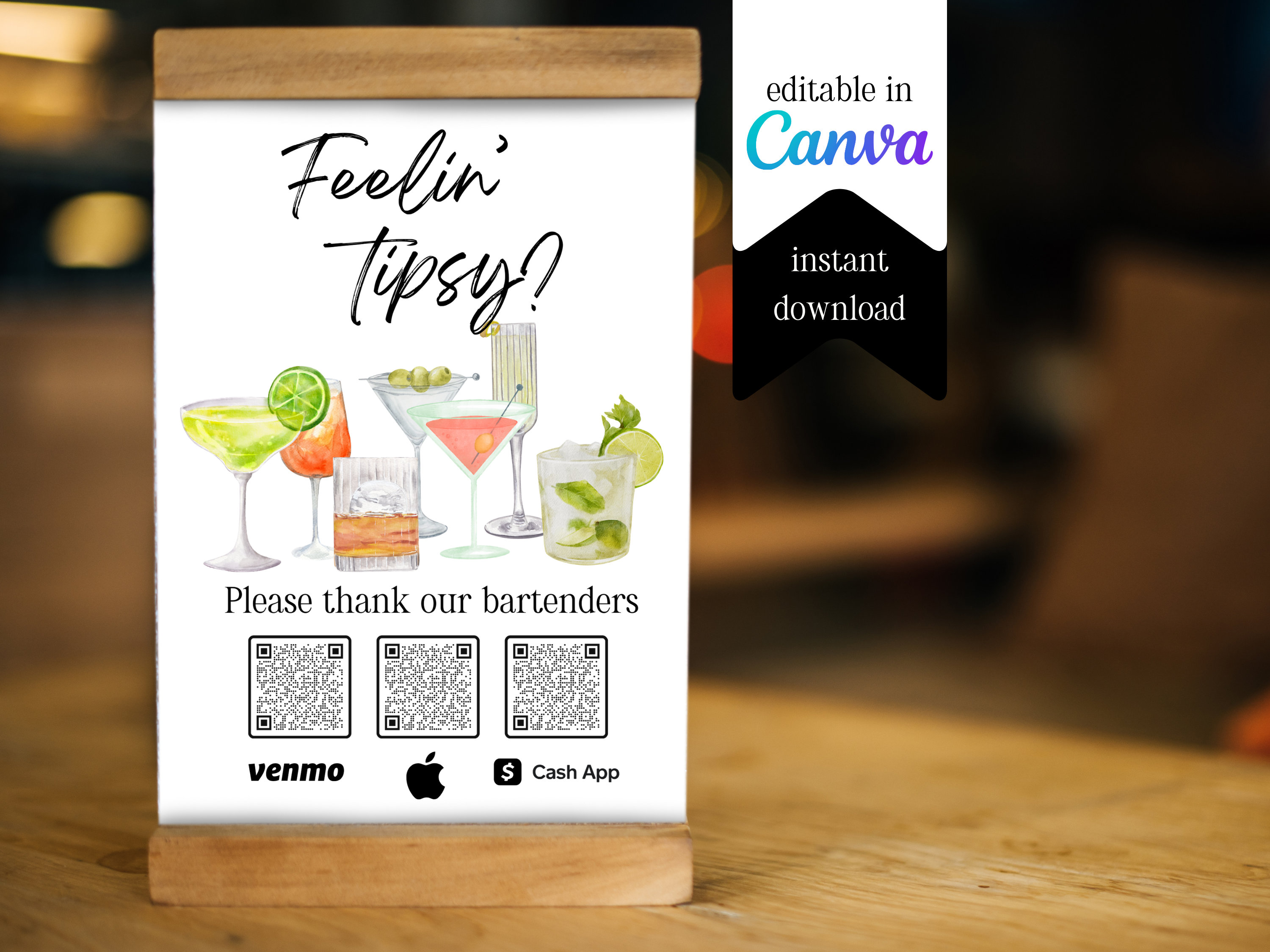 Canva Tip Jar, Editable Tip Jar Sign, Feelin' Tipsy, Feelin Tipsy Sign ...