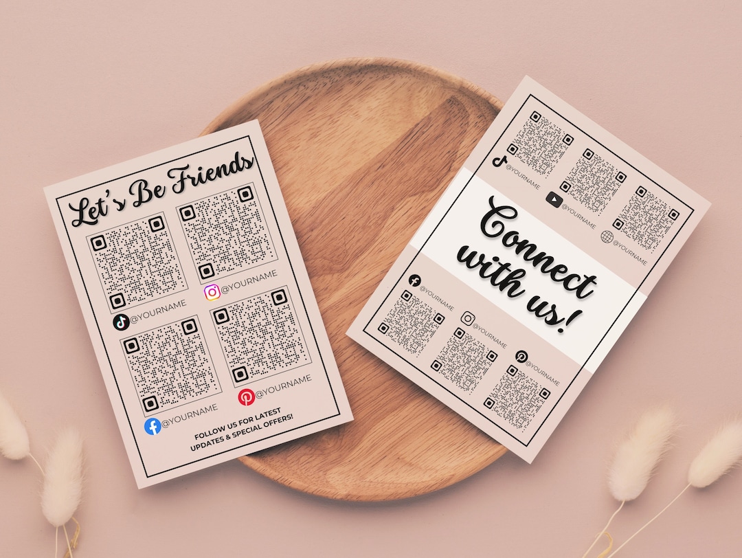 Canva Custom QR Code Sign, Printable Social Media Business Sign, Social ...