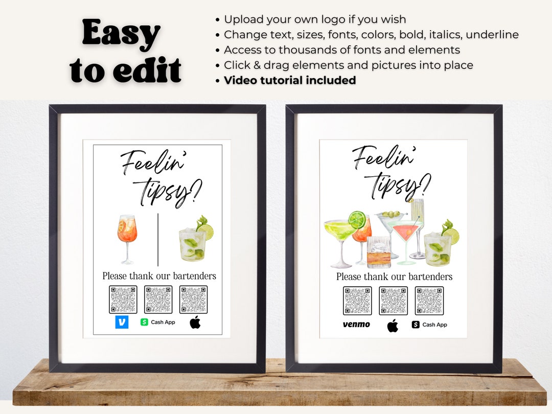Canva Tip Jar, Editable Tip Jar Sign, Feelin' Tipsy, Feelin Tipsy Sign ...