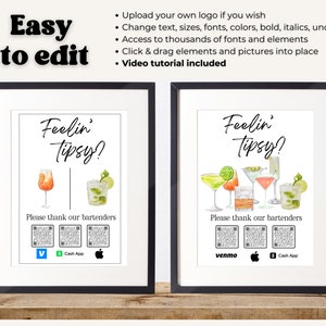 Canva Tip Jar, Editable Tip Jar Sign, Feelin&#39; Tipsy, Feelin Tipsy Sign, Virtual Tip Jar Sign Template, Editable Virtual Tip Jar Sign