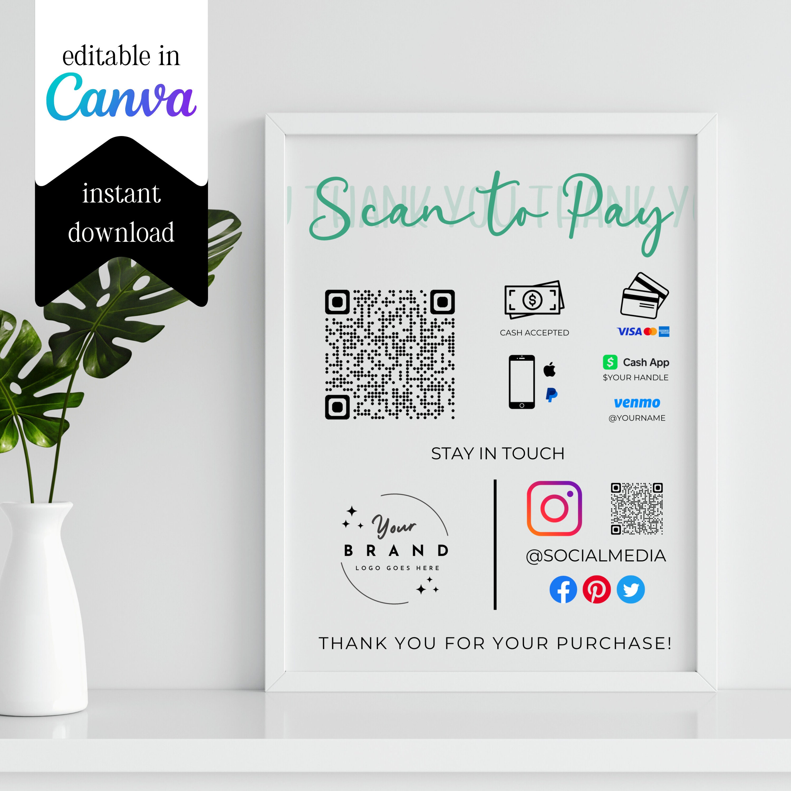 Editable Qr Permit Scan Editable Scan to Pay Sign, QR Code Sign, Editable Scan to Pay Sign ...