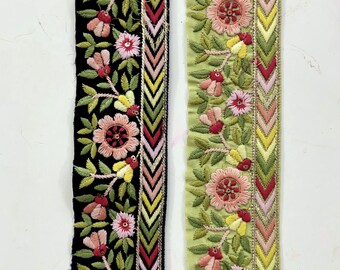 Broder Parsigara en dentelle, bordure en velours brodé, bordure en tissu à fleurs, sari de mariage, bordure de sari, bordure indienne par mètre, chemin de table