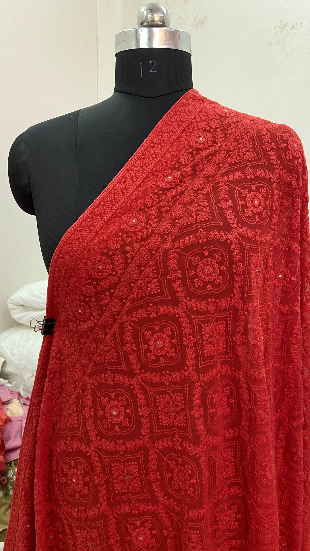 Designer Multi Color Chikankari Saree for Woman , Traditionl Indian ...
