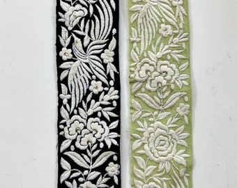 Broder Parsigara en dentelle, bordure en velours brodé, bordure en tissu à fleurs, sari de mariage, bordure de sari, bordure indienne par mètre, chemin de table