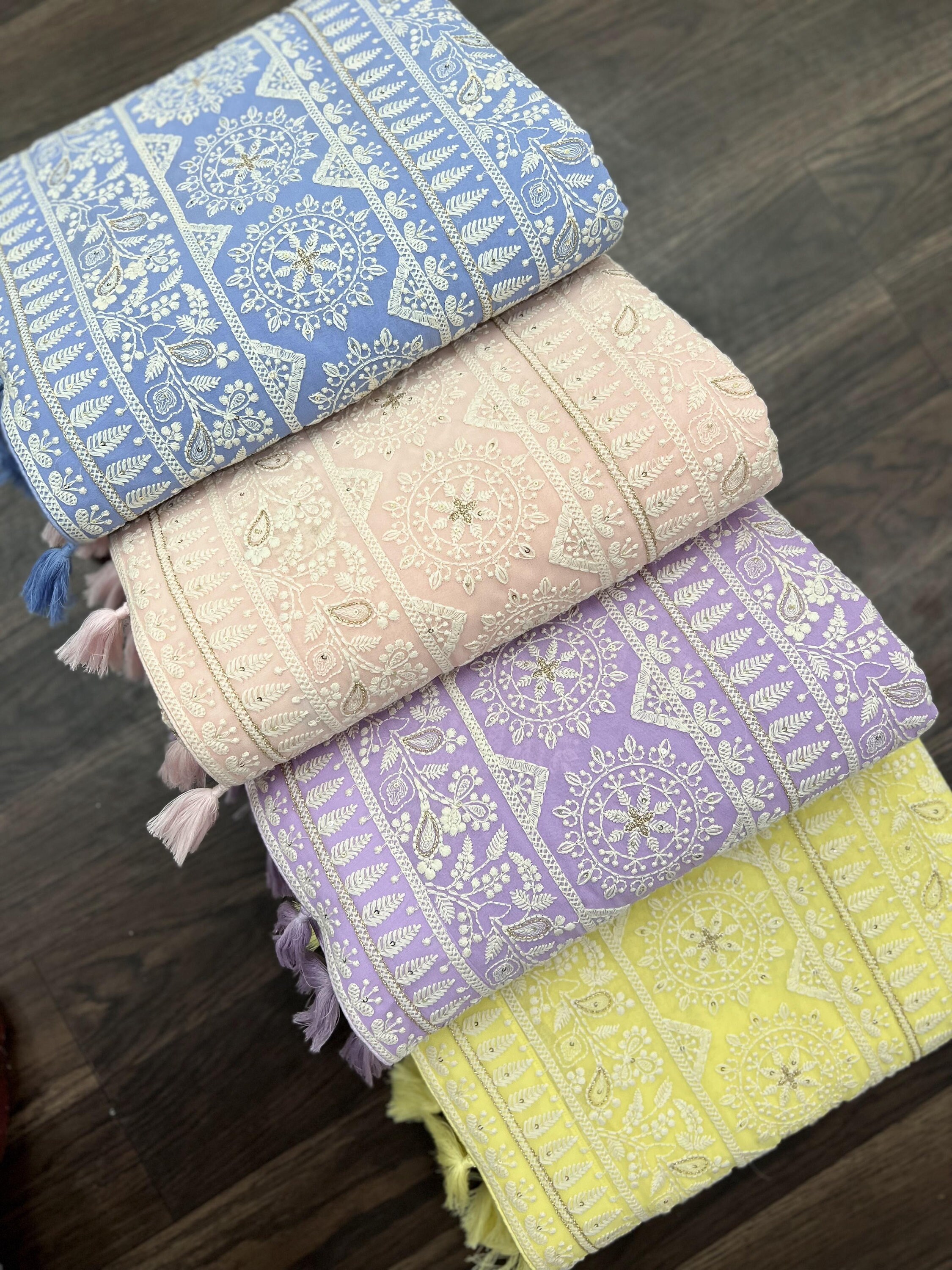 Designer Multi Color Chikankari Saree for Woman , Traditionl Indian ...