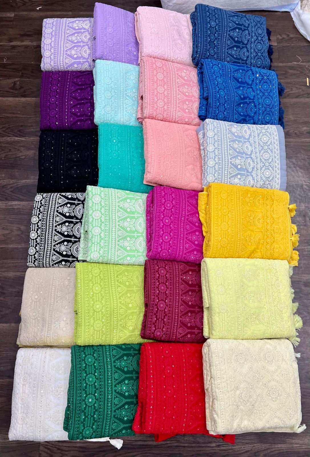 Designer Multi Color Chikankari Saree for Woman , Traditionl Indian ...