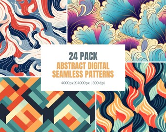 Craft Backgrounds - 24-Pack Abstract Digital Paper with Seamless Patterns, Instant Download - Ideal for Scrapbooking