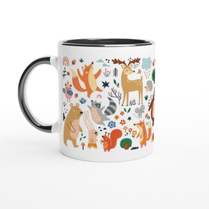 ¡Adorable taza de 11 oz con temática animal con oso, ciervo, zorro y más!