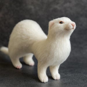 Mini Felted Wool Ferret, Felted Wool Crafts, Felted Miniature, Small Felted Deco | Stuffed Ferret Plush | Ferret Lovers Memorial