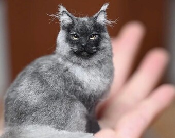 Personalisierte Nadel gefilzte Katze Portrait, Haustier Erinnerung