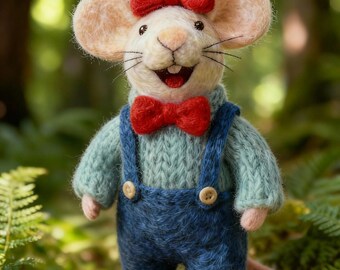 Handmade Needle Wool Felted Mouse Figurine– Tiny Forest Doll Decor，Garden decor
