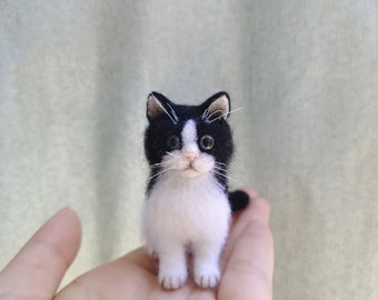 Mini Felted Wool Cat,Felted Wool Crafts,Felted Miniature,Small Felted Decorations,Gifts For Her,Gifts For Cat Lovers,Bjd Cat Dolls,Dollhouse