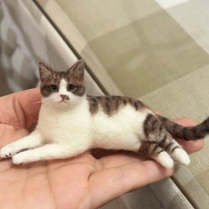 Custom Needle Felted Cat Figurine|Custom Wool Felting Cat Portrait|Needle Felted Animals|Stuffed Cat Plush Gifts for Mom mother&#39;s day gift