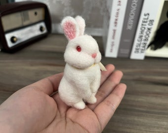Mini Felted Wool Bunny,Felted Wool Crafts,Felted Miniature,Small Felted Decorations,gifts for rabbit lovers,Felted Bunny doll,Gifts for Mom