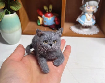 Mini Felted Wool Cat,Felted Wool Crafts,Felted Miniature,Small Felted Decorations,Gifts For Her,Gifts For Cat Lovers,Bjd Cat Dolls,Dollhouse