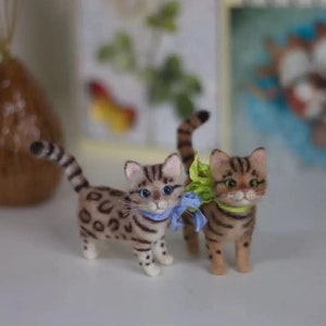 Mini Felted Wool Cat,Felted Wool Crafts,Felted Miniature,Small Felted Decorations,Gifts For Her,Gifts For Cat Lovers,Bjd Cat Dolls,Dollhouse