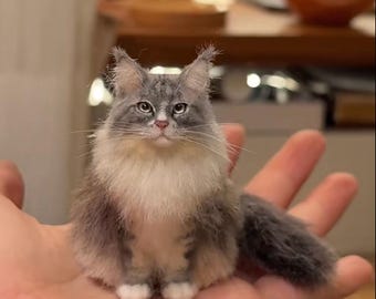 Custom Pet Portrait Felted Cat|Custom Wool Felting Cat Portrait|Christmas present|Stuffed Cat Plush Halloween Realistic Cat Plush