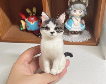 Mini Felted Wool Cat,Felted Wool Crafts,Felted Miniature,Small Felted Decorations,Gifts For Her,Gifts For Cat Lovers,Bjd Cat Dolls,Dollhouse