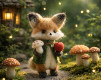 Filz Fuchs Figur, Waldtier, Nadel Gefilzte Fuchs Figur, Wald Kinderzimmer Dekor, Niedliches Fuchs Geschenk