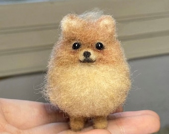 Needle Felted Dog,Pomeranian,Pet Replica Puppy,Felted Wool Crafts,Felted Miniature,Small Felted Decoration,Gifts For Her,Gift For Dog Lovers