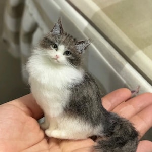 Custom Needle Felted Cat Figurine|Custom Wool Felting Cat Portrait|Needle Felted Animals|Christmas present Gifts for Mom Halloween
