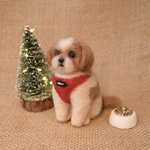 Chien feutré à l&#39;aiguille, réplique de chiot, artisanat en laine feutrée, miniatures en feutre, petites décorations en feutre, cadeaux pour elle, cadeaux pour amoureux des chiens