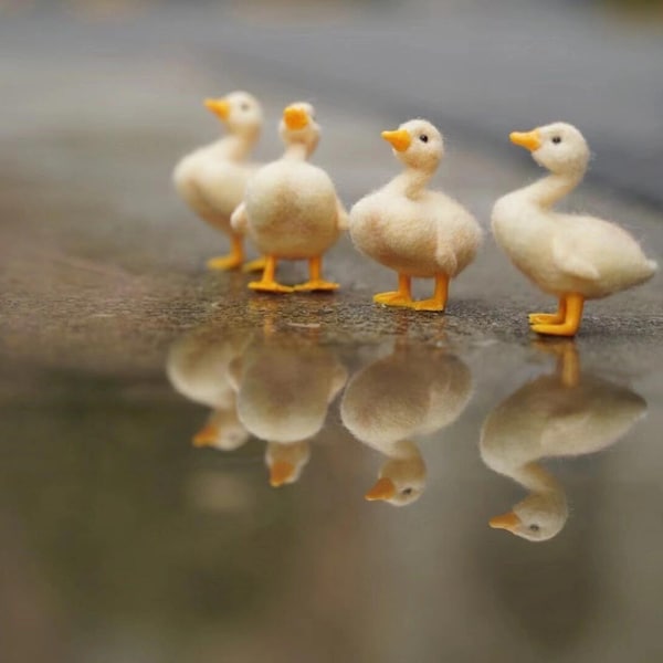 Mini Needle Felted Duck - Natural Wool Ornament – Festive Gift