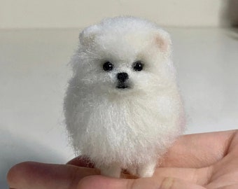 Needle Felted Dog,Pomeranian,Pet Replica Puppy,Felted Wool Crafts,Felted Miniature,Small Felted Decoration,Gifts For Her,Mother's day gift