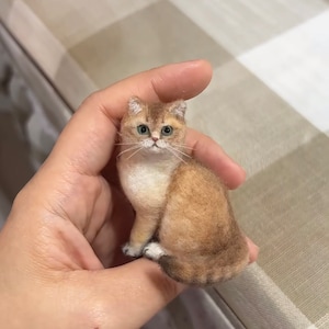 Custom Needle Felted Cat Figurine|Custom Wool Felting Cat Portrait|Needle Felted Animals|Stuffed Cat Plush Gifts for Mom mother&#39;s day gift