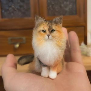 Custom Pet Portrait Felted Cat|Custom Wool Felting Cat Portrait|Christmas present|Stuffed Cat Plush Halloween Realistic Cat Plush